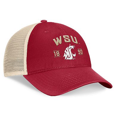 Men's Top of the World Crimson Washington State Cougars Heritage Waylon Trucker Adjustable Hat
