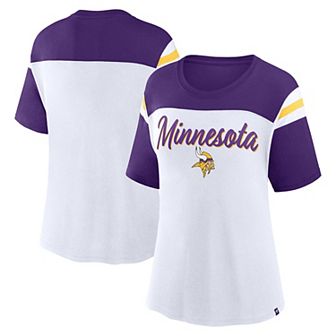 Women's Fanatics White/Purple Minnesota Vikings Cheer Chant Fashion T-Shirt