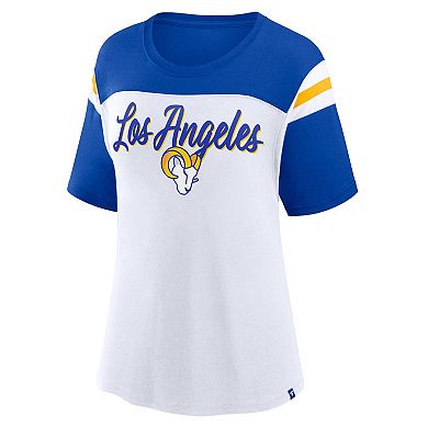 Women's Fanatics White/Royal Los Angeles Rams Cheer Chant Fashion Crop Top