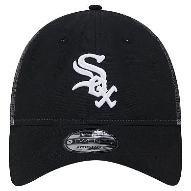 Men's New Era Black Chicago White Sox Team Slick Trucker 9TWENTY Adjustable Hat