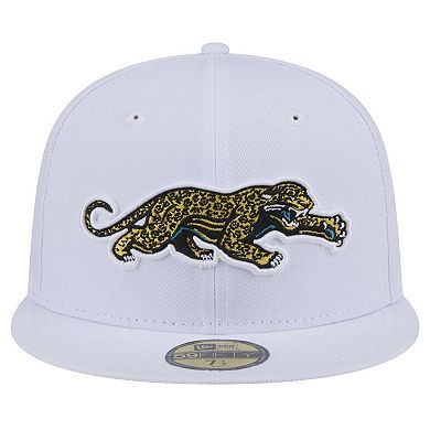 Men's New Era White Jacksonville Jaguars Throwback Crawl Omaha 59FIFTY Fitted Hat