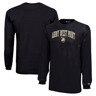 Youth Champion Black Army Black Knights Arch Over Logo Long Sleeve T-Shirt