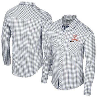 Men's Colosseum x Wrangler White Virginia Cavaliers Plaid Window Pane Long Sleeve Full-Snap Shirt