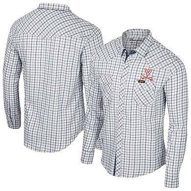 Men's Colosseum x Wrangler White Virginia Cavaliers Plaid Window Pane Long Sleeve Full-Snap Shirt