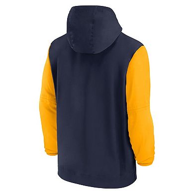 Men's Nike Navy West Virginia Mountaineers 2024 Sideline Pregame Player Half-Zip Hoodie