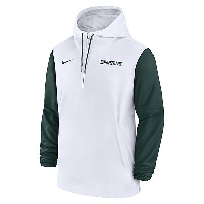 Men s Nike White Michigan State Spartans 2024 Sideline Pregame Player Half Zip Hoodie