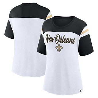 Women's Fanatics White/Black New Orleans Saints Cheer Chant Fashion T-Shirt