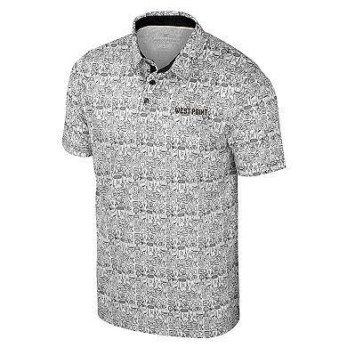 Men's Colosseum White Army Black Knights It's Time! Allover Print Polo