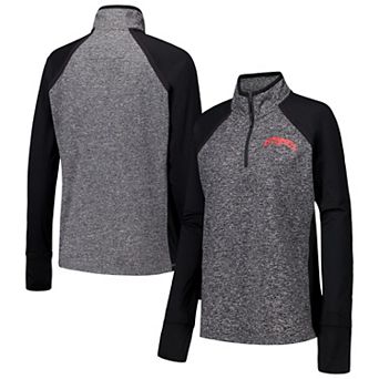 Women's Black/Heather Gray Washington State Cougars Finalist Raglan Quarter-Zip Jacket