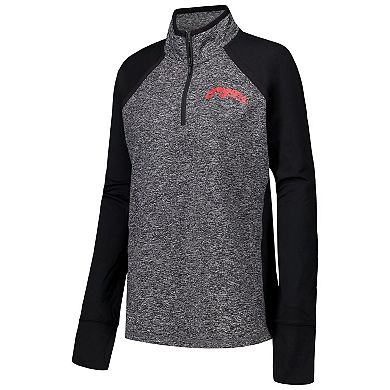 Women's Black/Heather Gray Washington State Cougars Finalist Raglan Quarter-Zip Jacket