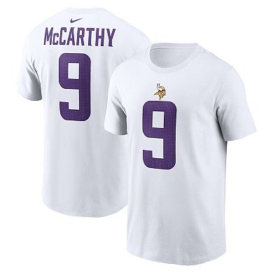Men's Nike J.J. McCarthy White Minnesota Vikings Player Name & Number T-Shirt