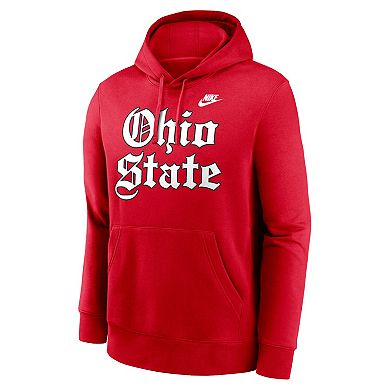 Men's Nike Scarlet Ohio State Buckeyes Old English Fleece Pullover Hoodie