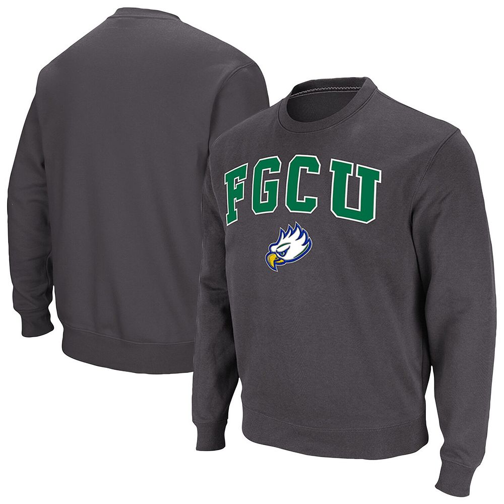 Men's Colosseum Charcoal Florida Gulf Coast Eagles Arch & Logo Pullover ...