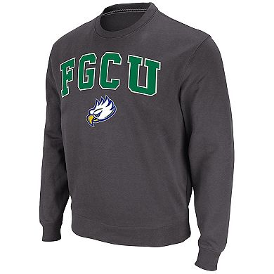 Men's Colosseum Charcoal Florida Gulf Coast Eagles Arch & Logo Pullover Sweatshirt