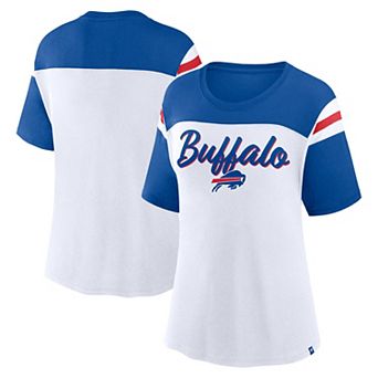Women's Fanatics White/Royal Buffalo Bills Cheer Chant Fashion T-Shirt