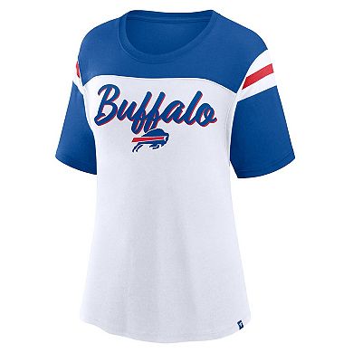 Women's Fanatics White/Royal Buffalo Bills Cheer Chant Fashion Crop Top