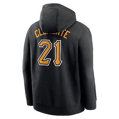 Men's Nike Roberto Clemente Black Pittsburgh Pirates Player Name & Number Club Pullover Hoodie