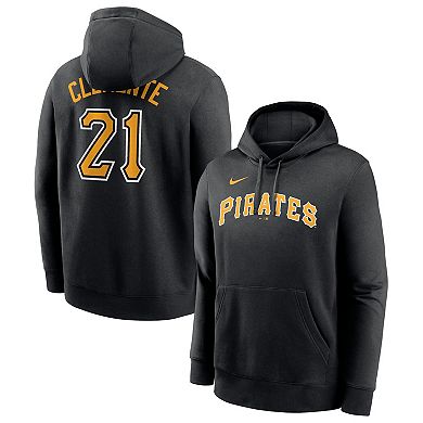 Men's Nike Roberto Clemente Black Pittsburgh Pirates Player Name & Number Club Pullover Hoodie