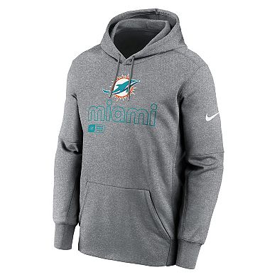 Men's Nike Heather Gray Miami Dolphins Big & Tall Performance Pullover Hoodie