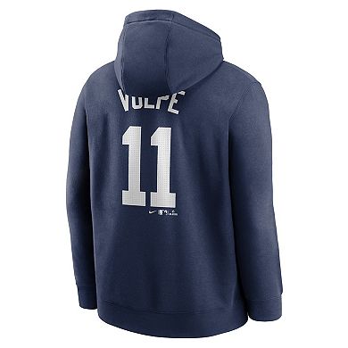 Men's Nike Anthony Volpe Navy New York Yankees Player Name & Number Club Pullover Hoodie