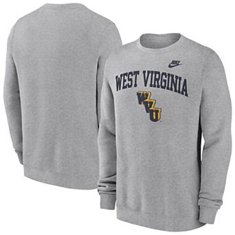 Men's Nike Heather Gray West Virginia Mountaineers Legacy Classic Tackle Twill Embroidered��Arch Over Logo Pullover Sweatshirt