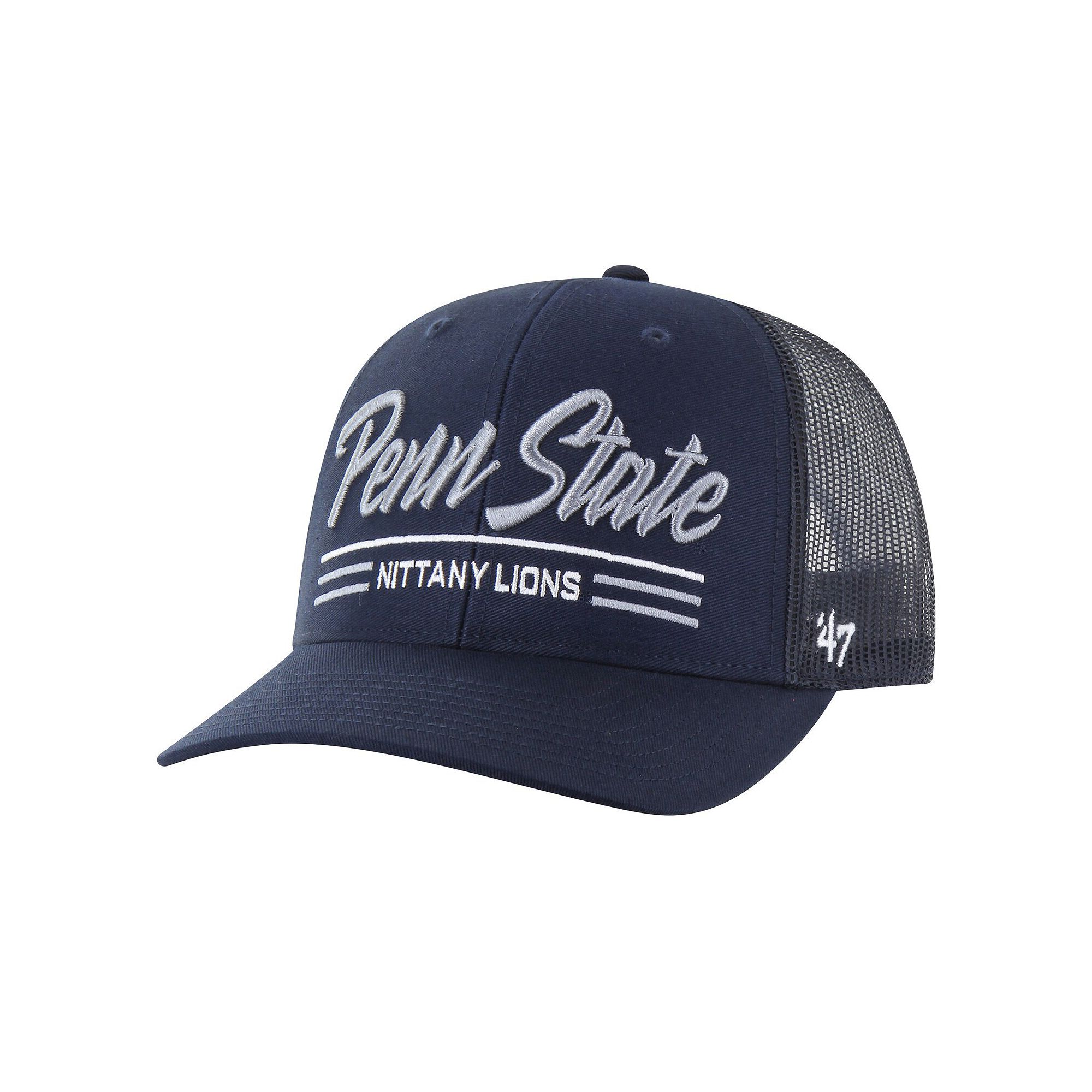 Mens 47 Navy Penn State Nittany Lions Garner Trucker Adjustable Hat, Blue