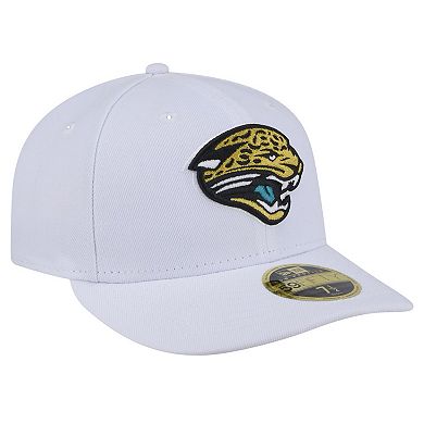 Men's New Era White Jacksonville Jaguars Throwback Logo Omaha Low Profile 59FIFTY Fitted Hat
