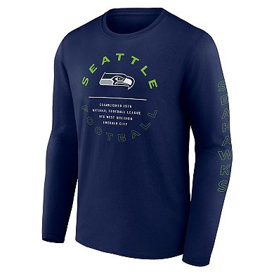 Men's Fanatics College Navy Seattle Seahawks Stat Sheet Long Sleeve T-Shirt