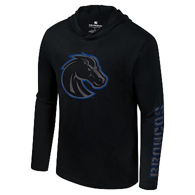 Men's Colosseum Black Boise State Broncos Color Pop Active Blend 2-Hit Long Sleeve Hooded T-Shirt