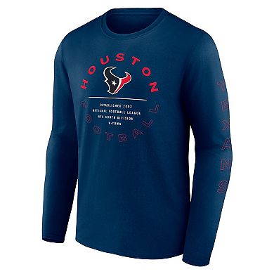Men's Fanatics Navy Houston Texans Stat Sheet Long Sleeve T-Shirt