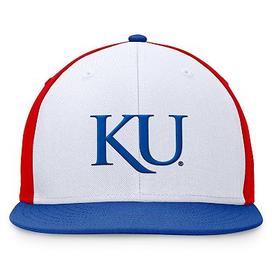 Men's Top of the World White/Royal Kansas Jayhawks Tri-Tone Heritage Collector Fitted Hat