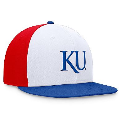 Men's Top of the World White/Royal Kansas Jayhawks Tri-Tone Heritage Collector Fitted Hat