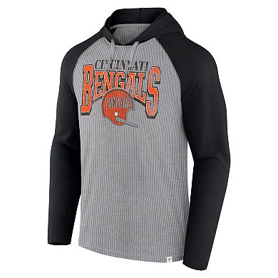 Men's Fanatics Gray/Black Cincinnati Bengals Under Center Long Sleeve Hoodie T-Shirt