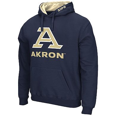 Men's Colosseum Navy Akron Zips Arch & Logo 3.0 Pullover Hoodie