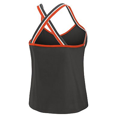 Women's WEAR by Erin Andrews Black Cincinnati Bengals Cross Strap Tri-Blend Tank Top