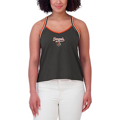 Women's WEAR by Erin Andrews Black Cincinnati Bengals Cross Strap Tri-Blend Tank Top