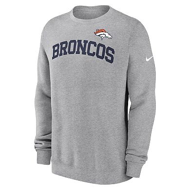 Men's Nike Heather Gray Denver Broncos Club Pullover Sweatshirt