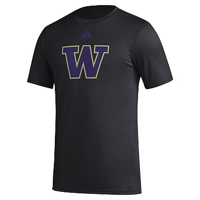 Men's adidas Black Washington Huskies Primary Locker Logo Pre-Game AEROREADY T-Shirt
