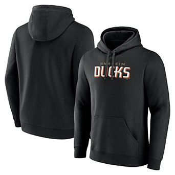 Men's Fanatics Black Anaheim Ducks Wordmark Logo Fleece Pullover Hoodie