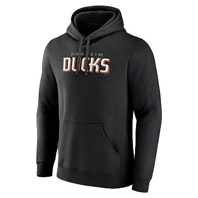 Men's Fanatics Black Anaheim Ducks Wordmark Logo Fleece Pullover Hoodie