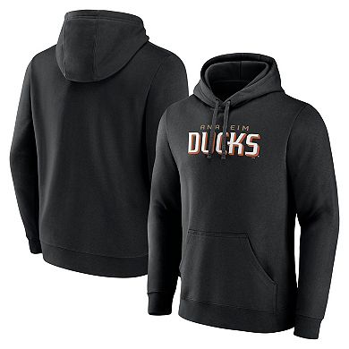 Men's Fanatics Black Anaheim Ducks Wordmark Logo Fleece Pullover Hoodie