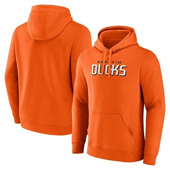 Men's Fanatics Orange Anaheim Ducks Wordmark Logo Fleece Pullover Hoodie