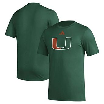 Men's adidas Green Miami Hurricanes Primary Locker Logo Pre-Game AEROREADY T-Shirt