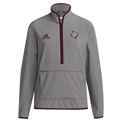 Men's adidas Gray Texas A&M Aggies 2024 Coaches Sideline Half-Zip Jacket