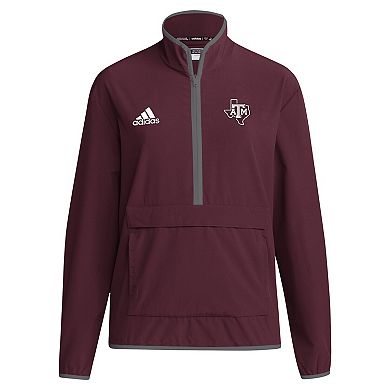 Men's adidas Maroon Texas A&M Aggies 2024 Coaches Sideline Half-Zip Jacket