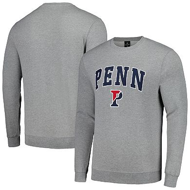 Men's Colosseum Heather Gray Pennsylvania Quakers Arch & Logo Pullover Sweatshirt