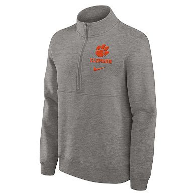 Men's Nike Heather Gray Clemson Tigers Primetime Club Half-Zip Sweatshirt