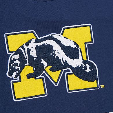 Men's Mitchell & Ness Navy Michigan Wolverines Throwback Allover Long Sleeve T-Shirt
