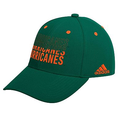 Men's adidas Green Miami Hurricanes Seasonal Half Font Adjustable Hat