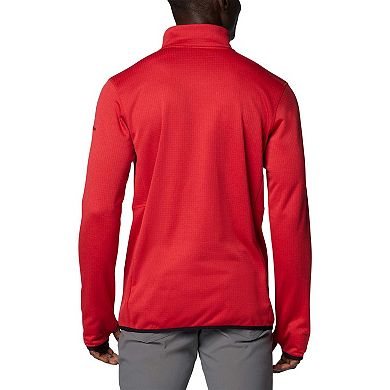 Men's Columbia Red Wisconsin Badgers Park View Grid Fleece Omni-Wick Half-Zip Jacket
